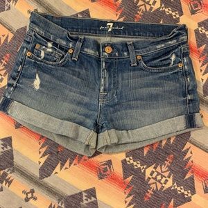 7 For All Mankind Distressed Cuff Denim Short